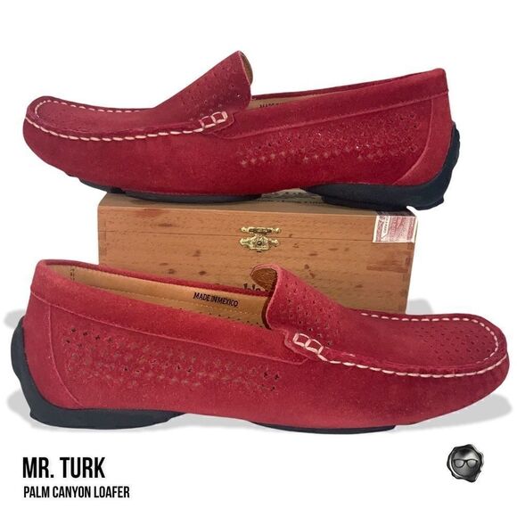 MR TURK PALM CANYON LOAFERS IN RED SUEDE MEN’S SIZE 9 LEATHER DRIVING MOCCASINS - Picture 2 of 12